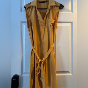 New York & Company Mustard Sleeveless Midi Dress